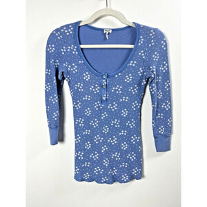 Splendid Preppy Snowflake Holiday Pima & Modal Cotton Henley Waffle Knit Thermal